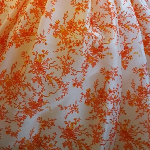 Ivory & Orange Silk Cherry Blossom Lace Ball Gown - Picture 8 of 8